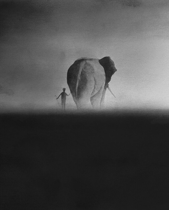 Artist Creates Black-And-White Paintings Reflecting The Bond Between Humans, Nature, And Animals (30 Pics) Artist Creates Black-And-White Paintings Reflecting The Bond Between Humans, Nature, And Animals (30 Pics)