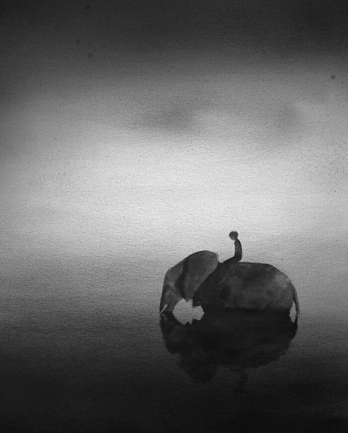 Artist Creates Black-And-White Paintings Reflecting The Bond Between Humans, Nature, And Animals (30 Pics) Artist Creates Black-And-White Paintings Reflecting The Bond Between Humans, Nature, And Animals (30 Pics)