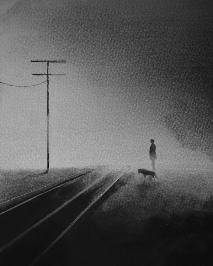 Artist Creates Black-And-White Paintings Reflecting The Bond Between Humans, Nature, And Animals (30 Pics) Artist Creates Black-And-White Paintings Reflecting The Bond Between Humans, Nature, And Animals (30 Pics)