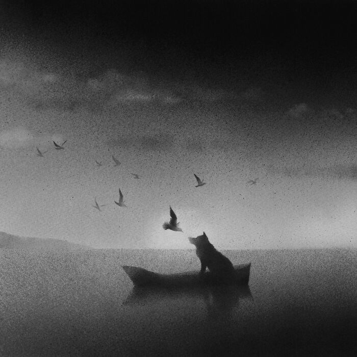 Artist Creates Black-And-White Paintings Reflecting The Bond Between Humans, Nature, And Animals (30 Pics) Artist Creates Black-And-White Paintings Reflecting The Bond Between Humans, Nature, And Animals (30 Pics)