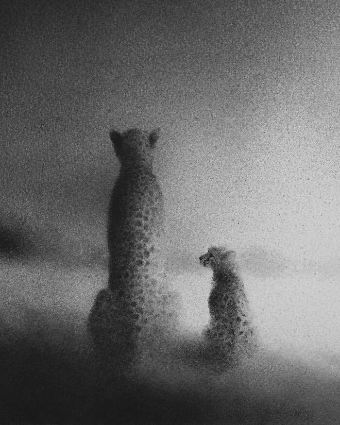 Artist Creates Black-And-White Paintings Reflecting The Bond Between Humans, Nature, And Animals (30 Pics) Artist Creates Black-And-White Paintings Reflecting The Bond Between Humans, Nature, And Animals (30 Pics)