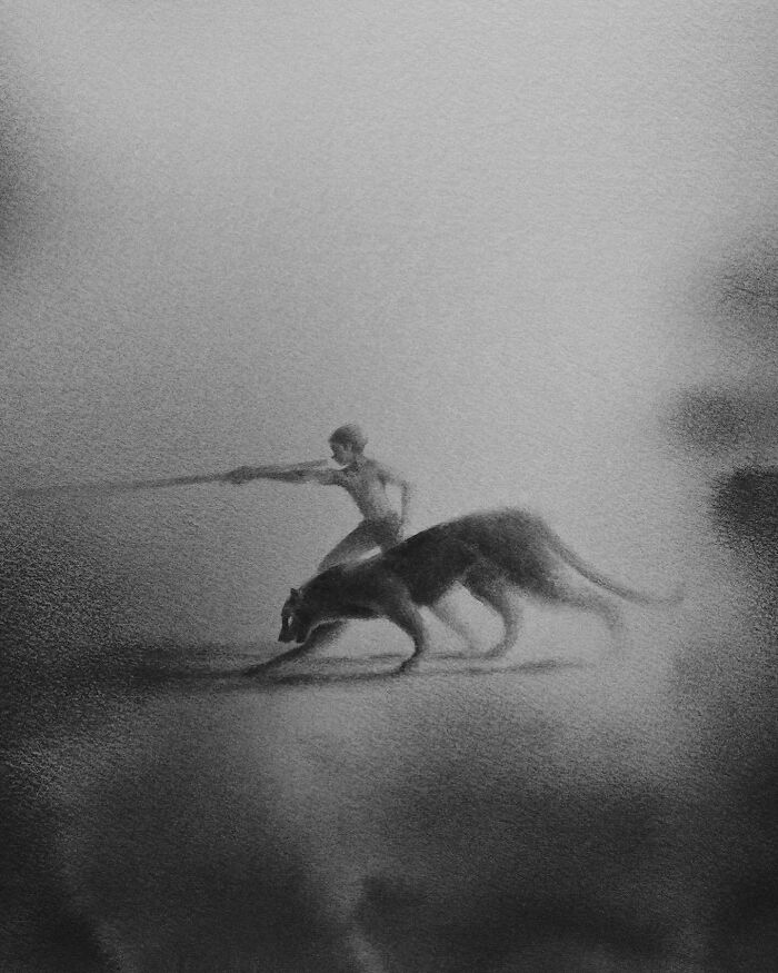 Artist Creates Black-And-White Paintings Reflecting The Bond Between Humans, Nature, And Animals (30 Pics) Artist Creates Black-And-White Paintings Reflecting The Bond Between Humans, Nature, And Animals (30 Pics)