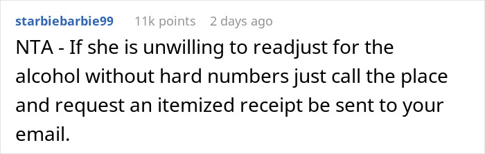 Woman Didn’t Drink Alcohol, Refuses To Pay $470 Of Her ‘Share’ Of Bill, Asks If She’s Wrong Woman Didn’t Drink Alcohol, Refuses To Pay $470 Of Her ‘Share’ Of Bill, Asks If She’s Wrong