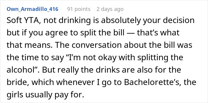 Woman Didn’t Drink Alcohol, Refuses To Pay $470 Of Her ‘Share’ Of Bill, Asks If She’s Wrong Woman Didn’t Drink Alcohol, Refuses To Pay $470 Of Her ‘Share’ Of Bill, Asks If She’s Wrong
