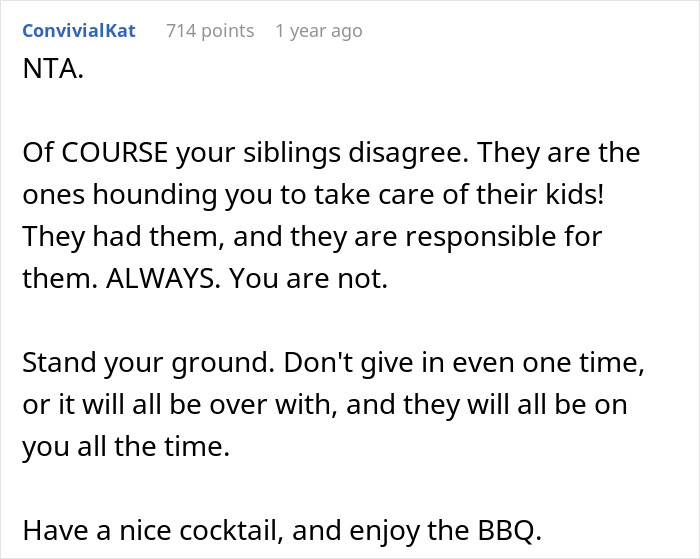 Childfree Woman Gets Called Out For Not Babysitting At Family Events, Gives Them A Reality Check Childfree Woman Gets Called Out For Not Babysitting At Family Events, Gives Them A Reality Check