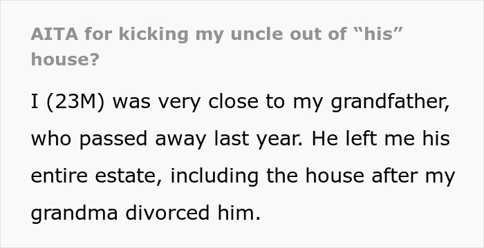 Grandma And Her Son Try To Get Grandson To Give Up Inherited Home, He Sees Through Their Tricks Grandma And Her Son Try To Get Grandson To Give Up Inherited Home, He Sees Through Their Tricks