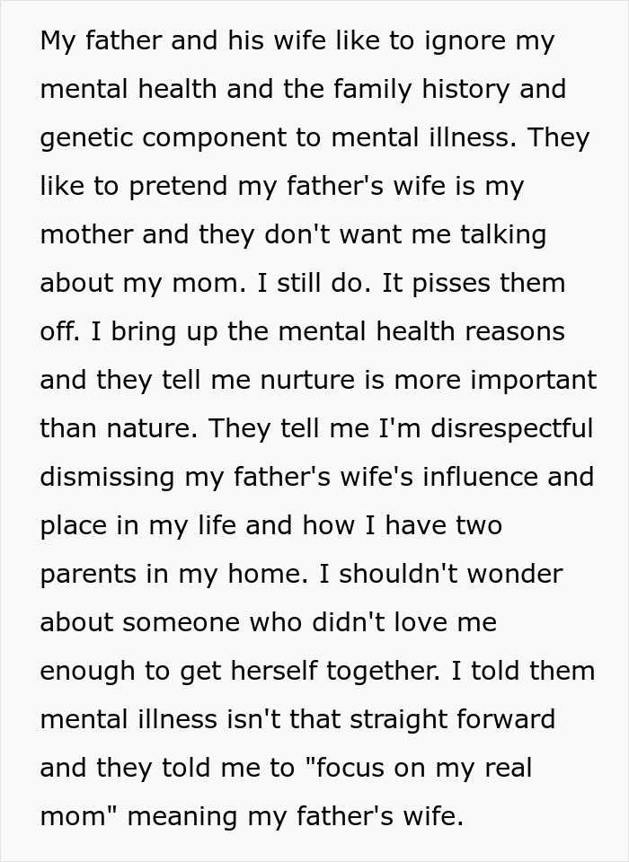 “I Know I’m Mentally Ill”: 16YO’s Mental Illness Ignored By Dad And Stepmom, She Lashes Out “I Know I’m Mentally Ill”: 16YO’s Mental Illness Ignored By Dad And Stepmom, She Lashes Out