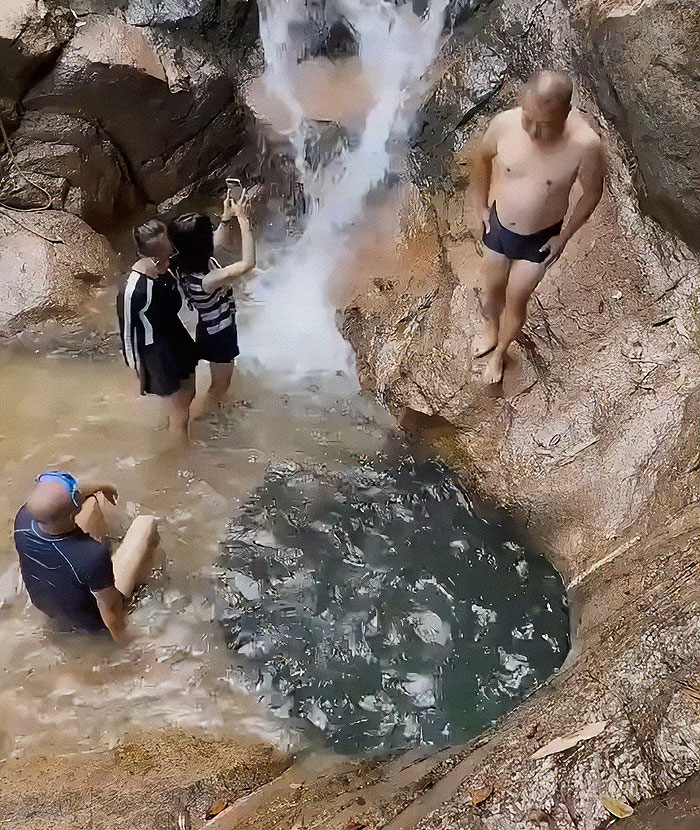 Man Jumps Off Cliff Into Water Hole And Completely Disappears, People Frantically Search For Him Man Jumps Off Cliff Into Water Hole And Completely Disappears, People Frantically Search For Him
