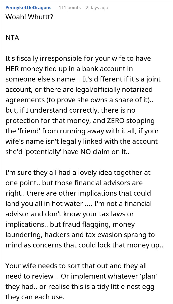 “Your Friend Fund Is Stupid”: Man Asks Wife To Break A Promise To Friends, Wonders If He’s A Jerk “Your Friend Fund Is Stupid”: Man Asks Wife To Break A Promise To Friends, Wonders If He’s A Jerk