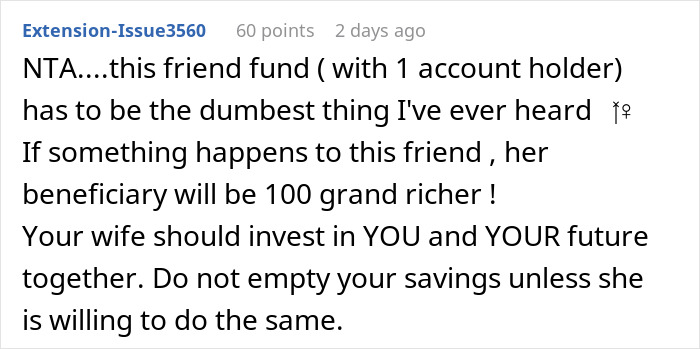 “Your Friend Fund Is Stupid”: Man Asks Wife To Break A Promise To Friends, Wonders If He’s A Jerk “Your Friend Fund Is Stupid”: Man Asks Wife To Break A Promise To Friends, Wonders If He’s A Jerk