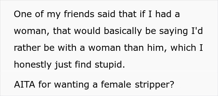 “Wouldn’t Explain How”: Man Upset His Fiancée Wants A Female Stripper At Her Bachelorette “Wouldn’t Explain How”: Man Upset His Fiancée Wants A Female Stripper At Her Bachelorette