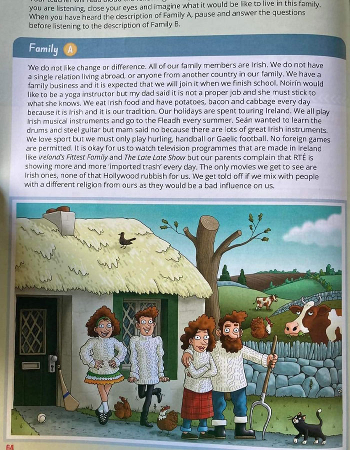 “Woke” Textbook’s “Vile” Portrayal Of A Typical Irish Family Sparks Outrage “Woke” Textbook’s “Vile” Portrayal Of A Typical Irish Family Sparks Outrage