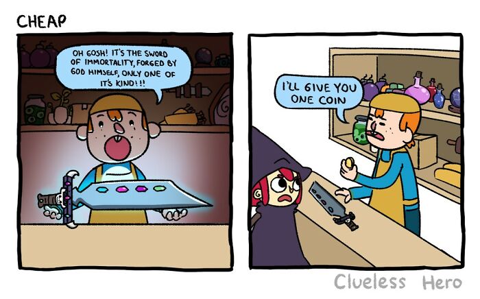 Gamer Humor: 31 Comics About A “Clueless Hero” Created By These Two Artists (New Pics)
