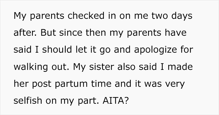 “AITA For Leaving The Hospital After My Sister Gave Birth And Announced The Name Of Her Baby?” “AITA For Leaving The Hospital After My Sister Gave Birth And Announced The Name Of Her Baby?”