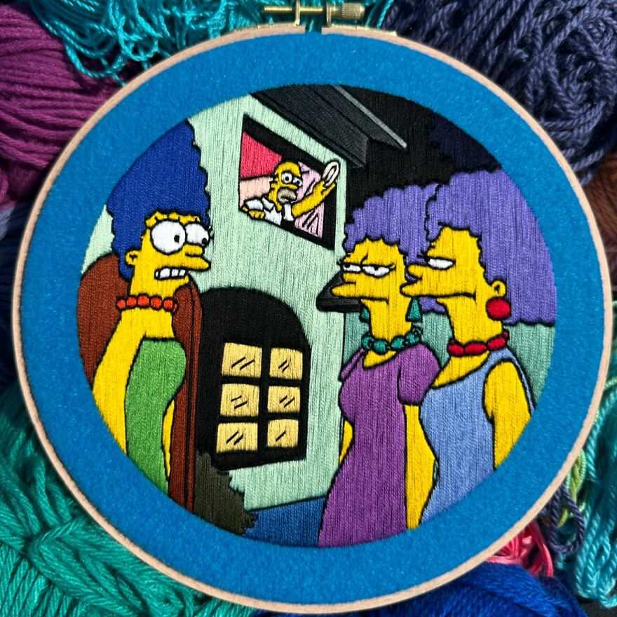 Artist’s 44 Embroidered Scenes From The Simpsons That Take 10 To 30 Hours Each To Make (New Pics)