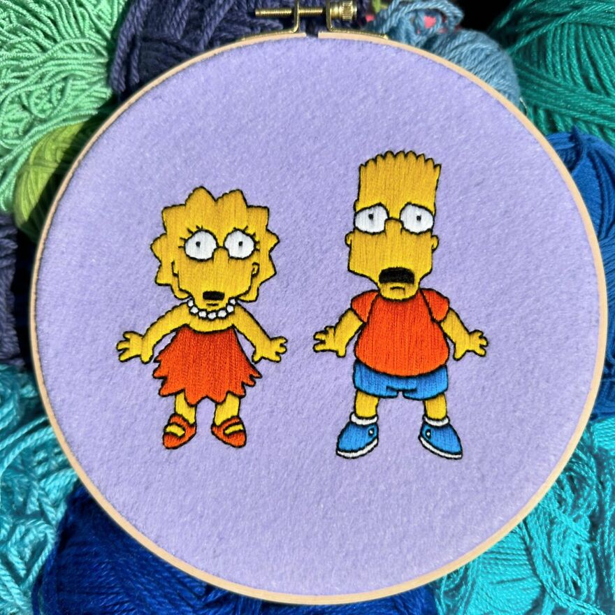 Artist’s 44 Embroidered Scenes From The Simpsons That Take 10 To 30 Hours Each To Make (New Pics)