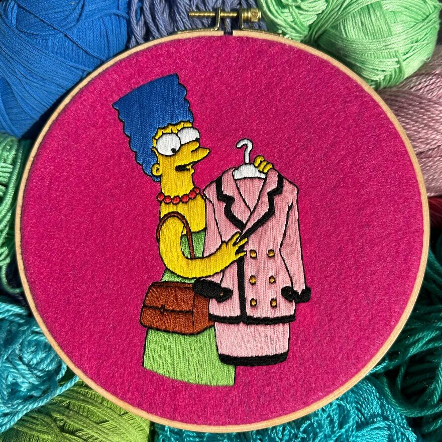 Artist’s 44 Embroidered Scenes From The Simpsons That Take 10 To 30 Hours Each To Make (New Pics)