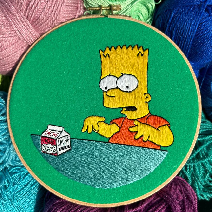 Artist’s 44 Embroidered Scenes From The Simpsons That Take 10 To 30 Hours Each To Make (New Pics)