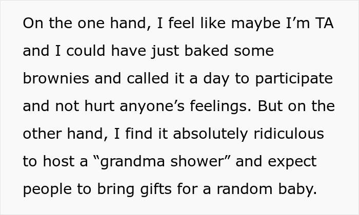 “I Feel Like I Am Right”: Woman Asks If She’s A Jerk To Boycott “Grandma Shower” At Work “I Feel Like I Am Right”: Woman Asks If She’s A Jerk To Boycott “Grandma Shower” At Work