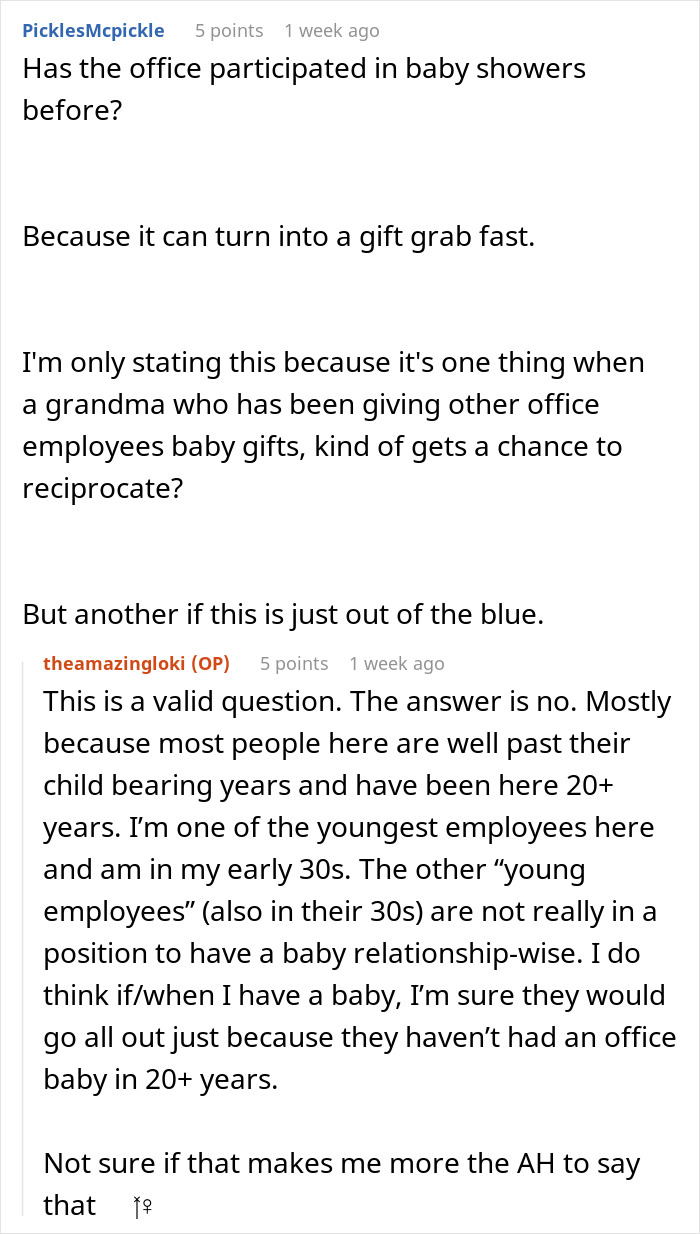 “I Feel Like I Am Right”: Woman Asks If She’s A Jerk To Boycott “Grandma Shower” At Work “I Feel Like I Am Right”: Woman Asks If She’s A Jerk To Boycott “Grandma Shower” At Work