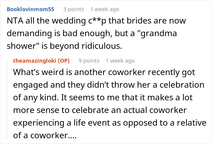 “I Feel Like I Am Right”: Woman Asks If She’s A Jerk To Boycott “Grandma Shower” At Work “I Feel Like I Am Right”: Woman Asks If She’s A Jerk To Boycott “Grandma Shower” At Work