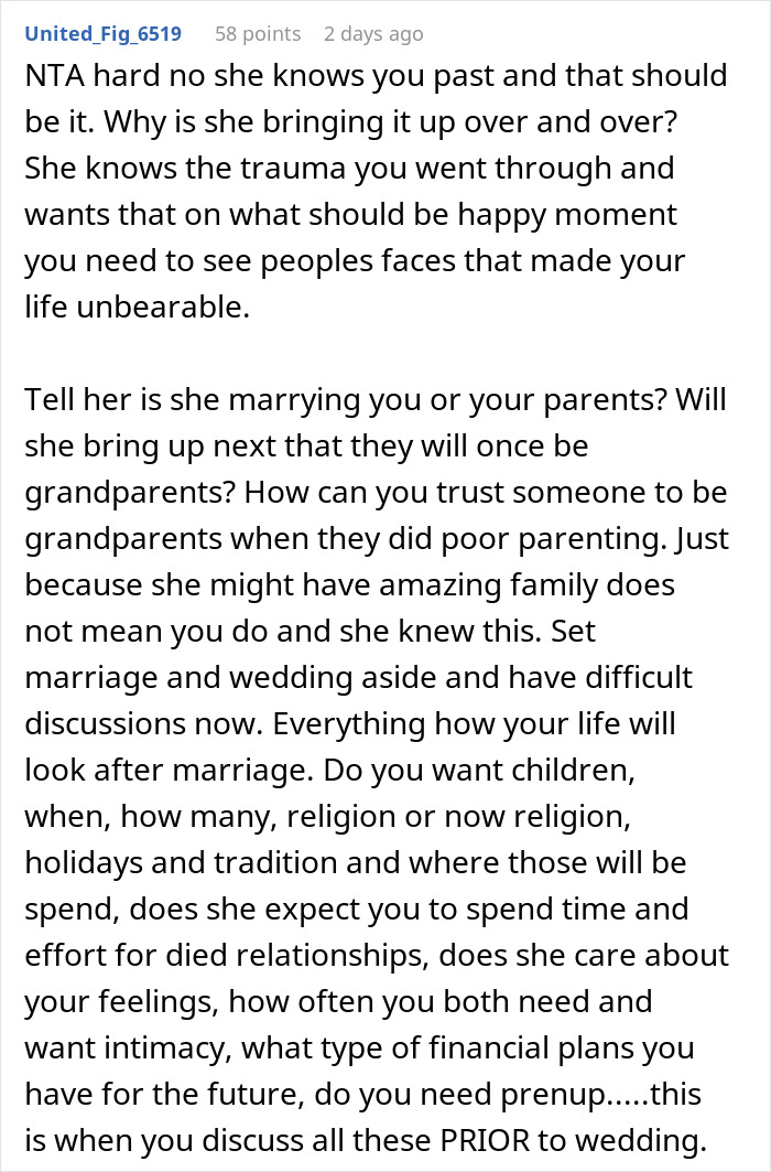 Man Is Livid After Fiancée Insists On Inviting His Toxic Parents, Threatens To Cancel Wedding Man Is Livid After Fiancée Insists On Inviting His Toxic Parents, Threatens To Cancel Wedding