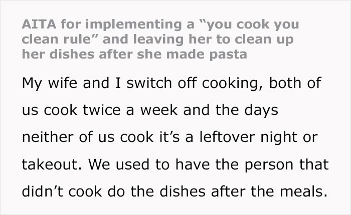 Husband Declares “You Cook, You Clean” Rule After Wife’s Pasta Tornado, Leaves Her Furious Husband Declares “You Cook, You Clean” Rule After Wife’s Pasta Tornado, Leaves Her Furious