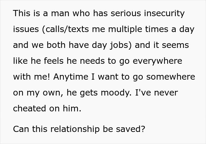 Man’s Paranoia Pushes Girlfriend To Choose Mental Sanity Over Relationship