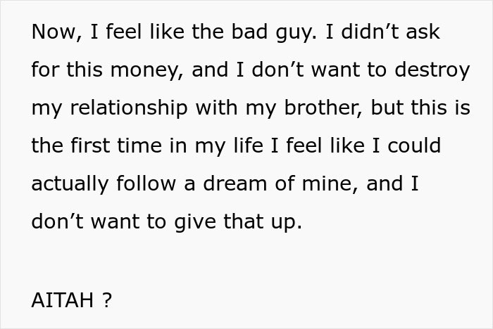 “I Feel Like The Bad Guy”: Man Refuses To Give Up On His Dream When Brother Asks For $30k
