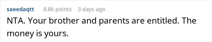 “I Feel Like The Bad Guy”: Man Refuses To Give Up On His Dream When Brother Asks For $30k “I Feel Like The Bad Guy”: Man Refuses To Give Up On His Dream When Brother Asks For $30k