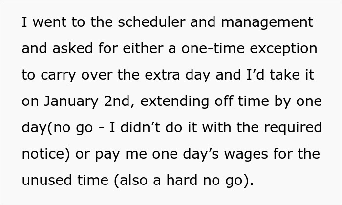“Can’t Carry Over 1 PTO Day? See You In February”: Person Maliciously Complies “Can’t Carry Over 1 PTO Day? See You In February”: Person Maliciously Complies