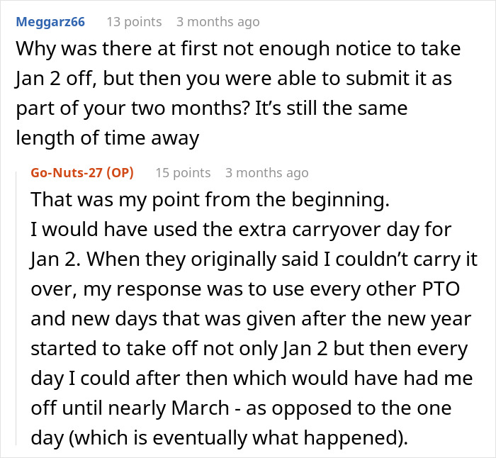 “Can’t Carry Over 1 PTO Day? See You In February”: Person Maliciously Complies “Can’t Carry Over 1 PTO Day? See You In February”: Person Maliciously Complies