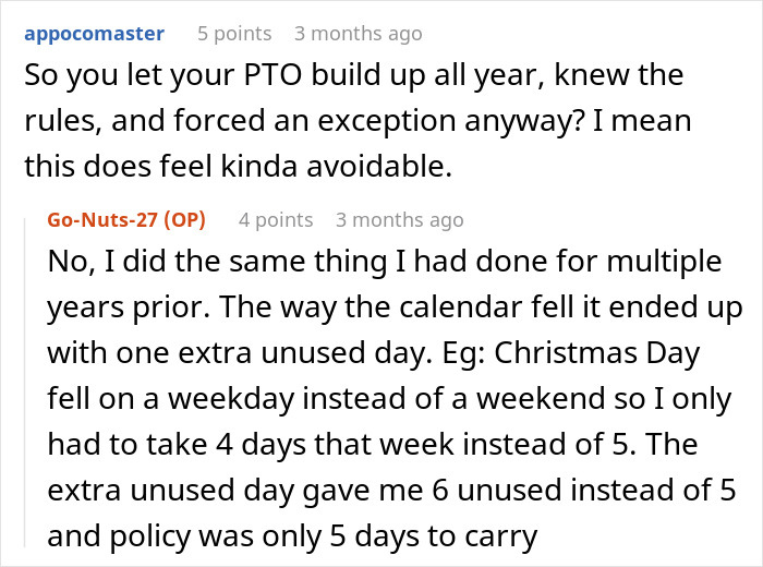 “Can’t Carry Over 1 PTO Day? See You In February”: Person Maliciously Complies “Can’t Carry Over 1 PTO Day? See You In February”: Person Maliciously Complies