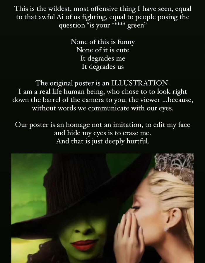 Ariana Grande Responds To “Most Offensive” Fan-Made ‘Wicked’ Poster Slammed By Cynthia Erivo Ariana Grande Responds To “Most Offensive” Fan-Made ‘Wicked’ Poster Slammed By Cynthia Erivo
