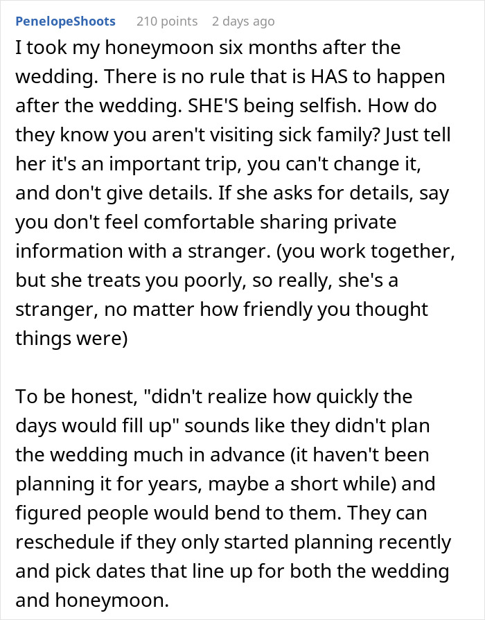 Person Plans Vacation Almost A Year In Advance, Is Chastised For Refusing To Switch With A Bride