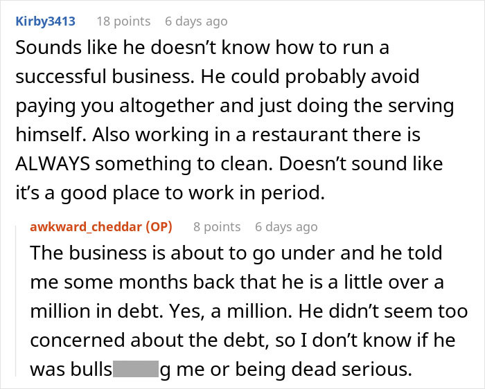 “Boss Tells Me I Need To Clock Out When Restaurant Is Slow” “Boss Tells Me I Need To Clock Out When Restaurant Is Slow”