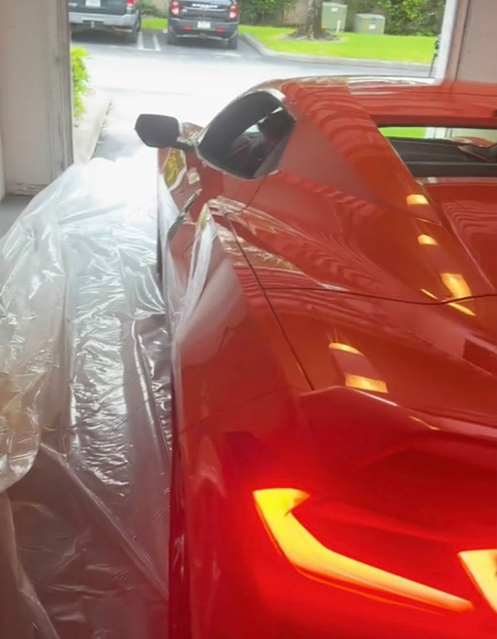 Man Roasted For Wrapping Brand-New Corvette In Plastic To Protect It From Hurricane Milton Man Roasted For Wrapping Brand-New Corvette In Plastic To Protect It From Hurricane Milton