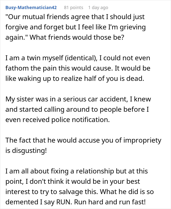 GF Horrified As 32YO BF Blocks Her Late Twin’s IG And Says It’s Not A Big Deal, Kicks Him Out GF Horrified As 32YO BF Blocks Her Late Twin’s IG And Says It’s Not A Big Deal, Kicks Him Out