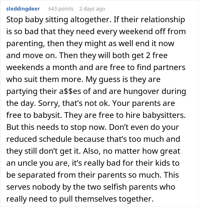 Mom Pressures Brother To Babysit Every Weekend To Help Save Her Marriage, Gets A Reality Check Mom Pressures Brother To Babysit Every Weekend To Help Save Her Marriage, Gets A Reality Check