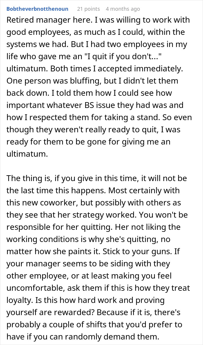 New Hire Demands Woman&rsquo;s Hard-Earned Schedule, Threatens To Quit When Denied