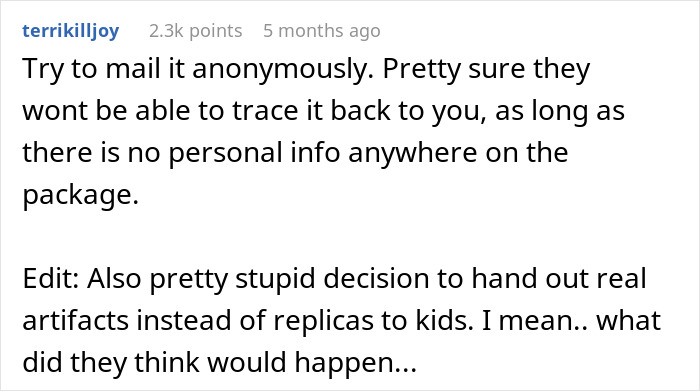 7YO Steals From A Museum, Returns The Ancient Artifact 24 Years Later 7YO Steals From A Museum, Returns The Ancient Artifact 24 Years Later
