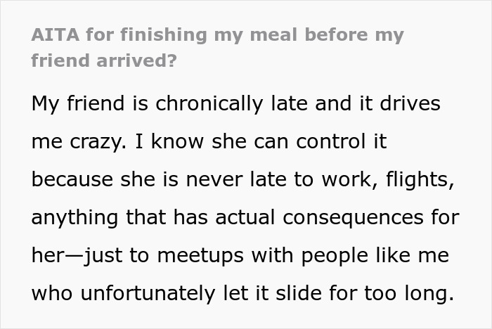 Woman Who’s Always Late Is Shocked When Friend Decides To Stop Accommodating Her Woman Who’s Always Late Is Shocked When Friend Decides To Stop Accommodating Her