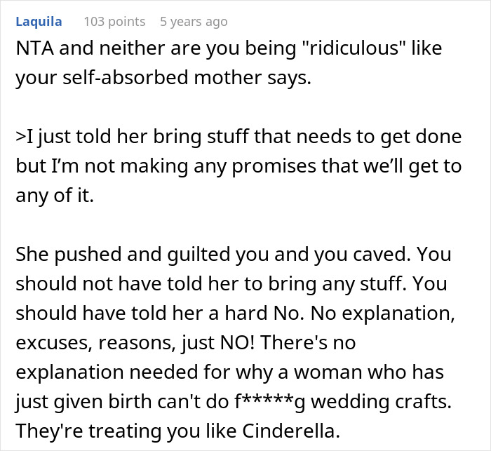&ldquo;[Am I The Jerk] For Telling My Mom I Won&rsquo;t Help With Sister&rsquo;s Wedding Prep After Giving Birth?&rdquo;