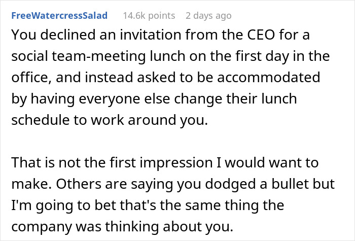 People Are Confused By This Man’s Excuse Not To Go Out For Lunch With A CEO, Costing Him A Job People Are Confused By This Man’s Excuse Not To Go Out For Lunch With A CEO, Costing Him A Job