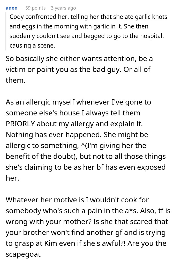 Teen Stops Cooking For Brother’s GF After Her Allergies Magically Keep Changing