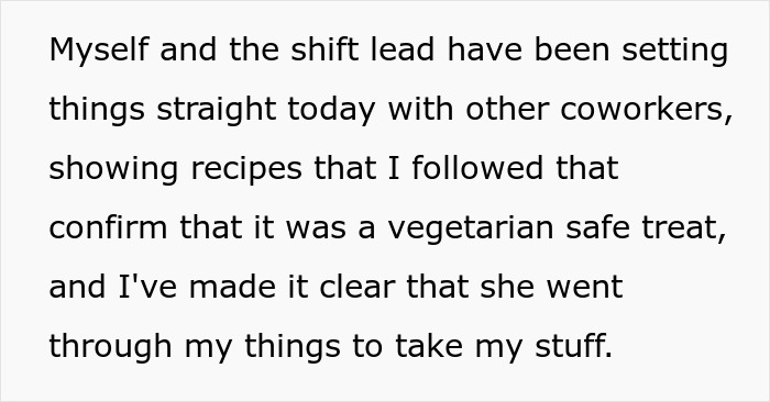 Woman Steals Coworker’s Snack Without Checking The Label, Then Accuses Her Of Making Her Eat Meat Woman Steals Coworker’s Snack Without Checking The Label, Then Accuses Her Of Making Her Eat Meat