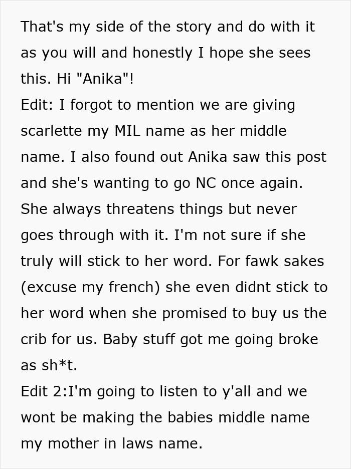 DIL Doesn’t Want To Give In To MIL’s Tradition Of Naming Firstborn After Her, MIL Cuts Her Off DIL Doesn’t Want To Give In To MIL’s Tradition Of Naming Firstborn After Her, MIL Cuts Her Off