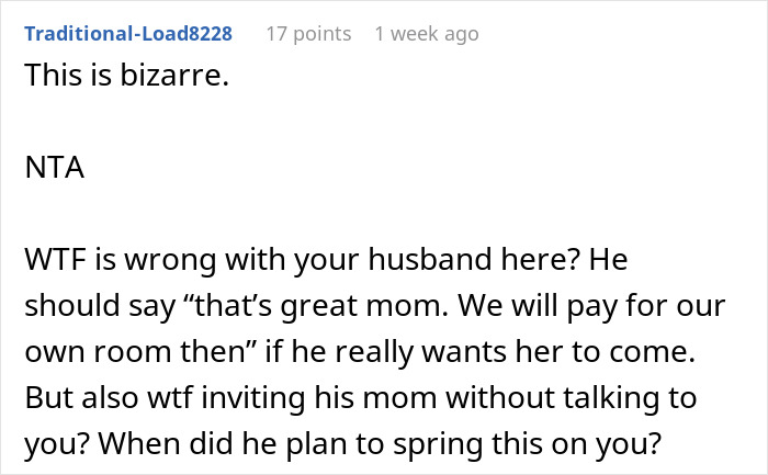 Woman Considers Leaving Husband To Stay In A Hotel Room With His Mom While She Sleeps Separately Woman Considers Leaving Husband To Stay In A Hotel Room With His Mom While She Sleeps Separately