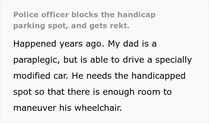Cop Blocks Handicapped Spot, Rages When He Gets Parked In Until Guy Shows Up In Wheelchair Cop Blocks Handicapped Spot, Rages When He Gets Parked In Until Guy Shows Up In Wheelchair