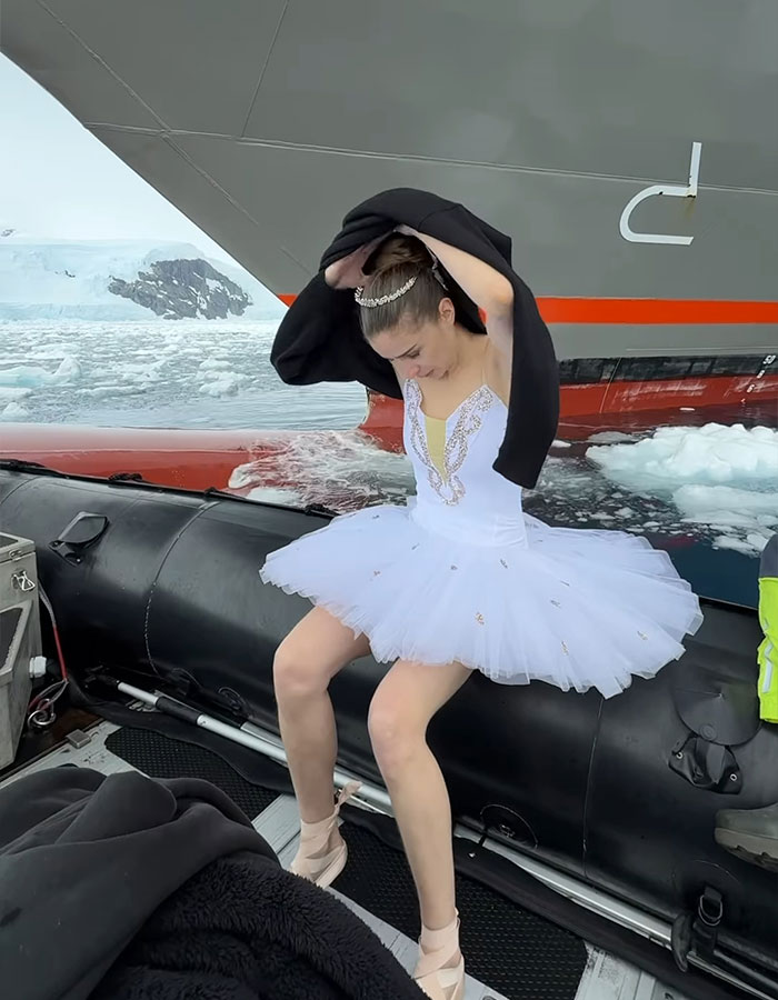 “This Was Insane!”: Ballerina Goes Viral After “Career-Ending” Dance On Bow Of Ship In Icy Waters
